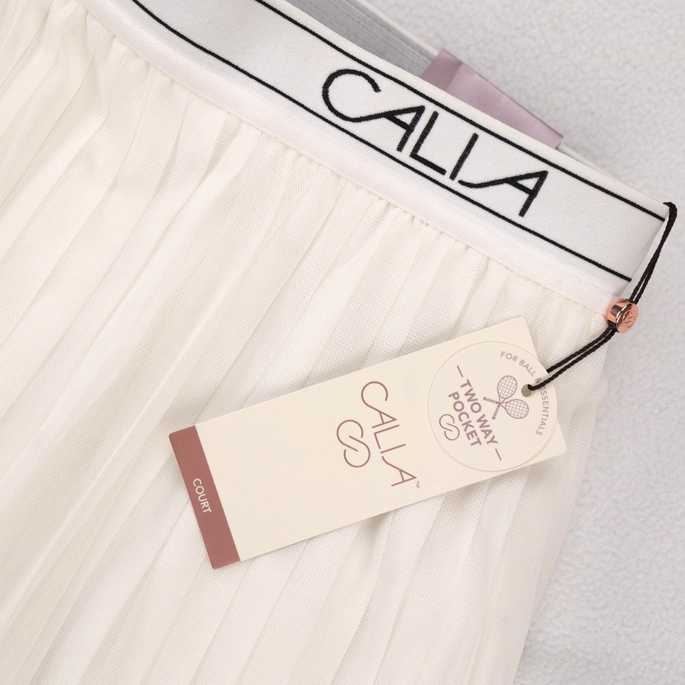 CALIA Court Collection High Rise‎ Pleated Mesh Skort Pure White XL WAX15225W